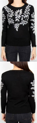 Leaf-Embellished Sweater