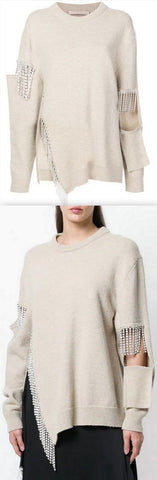 Crystal Cut Out Knit Jumper
