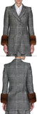 Mink-Cuff Prince of Wales Check Jacket