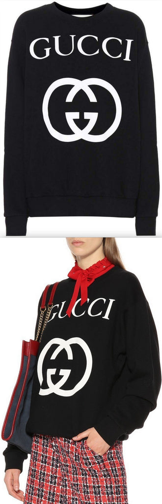Printed Cotton Sweatshirt, Black