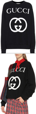 Printed Cotton Sweatshirt, Black