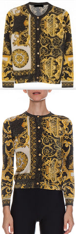 Black and Gold Signature Print Cardigan