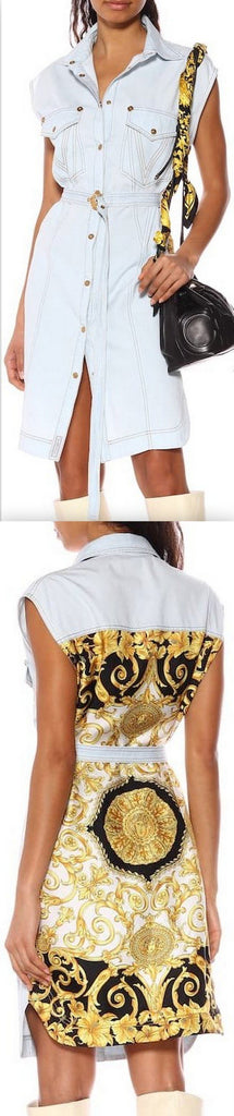 Denim Dress with Baroque Back | DESIGNER INSPIRED FASHIONS