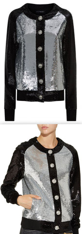 Bicolour Sequin Bomber Jacket