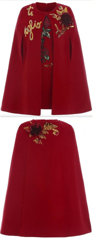 Embellished Cape-Coat and Dress Set