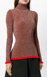 Frilled Turtleneck Jumper, Red