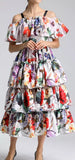 Ruffled Tiered Floral-Print Dress
