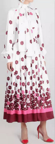Floral-Print Tie-Neck Dress