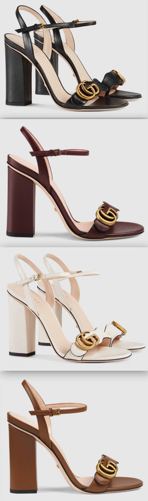 Leather Double G Sandals - Black, Burgundy, White, Brown