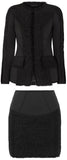 Tweed Paneled Scuba Jacket and Mini Skirt Set