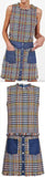 Denim Contrast Fringed Plaid Top and Skirt Set