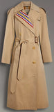 Striped Ribbon Gabardine Oversized Trench Coat