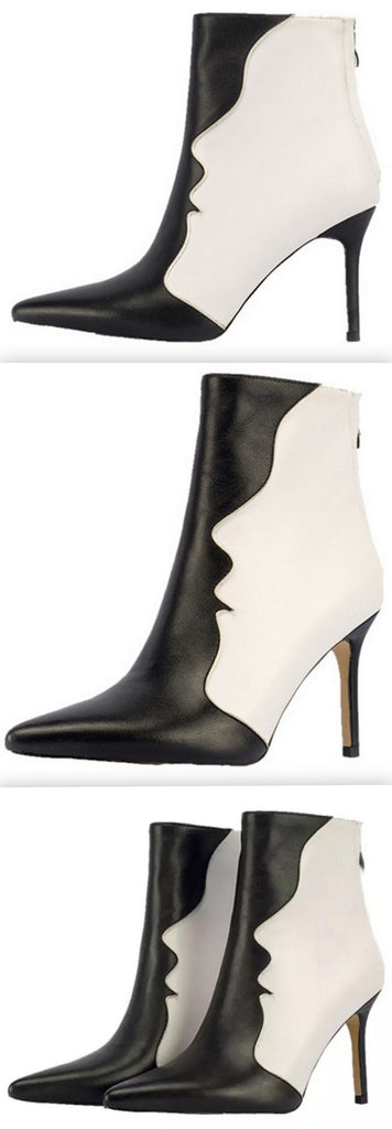 Camille Two-Tone Leather Ankle Boots