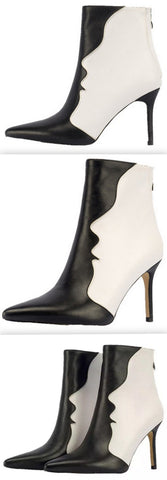 Camille Two-Tone Leather Ankle Boots
