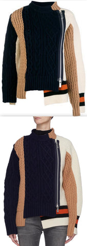 Multi-Panel Cable-Knit Sweater