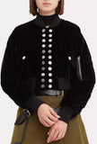 Black Velvet Multi Snap Crop Bomber Jacket