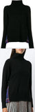 Pleated Turtleneck Sweater, Black