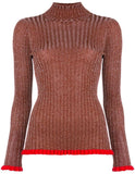 Frilled Turtleneck Jumper, Red