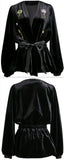 Crystal-Embellished Velvet Wrap Jacket
