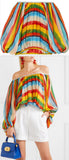 Oversized Striped Silk-Chiffon Top