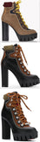 Chunky Heel Hiking Ankle Boots - Light Brown or Black