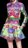 Multi Colored Plaid Jacket and Mini Skirt Set