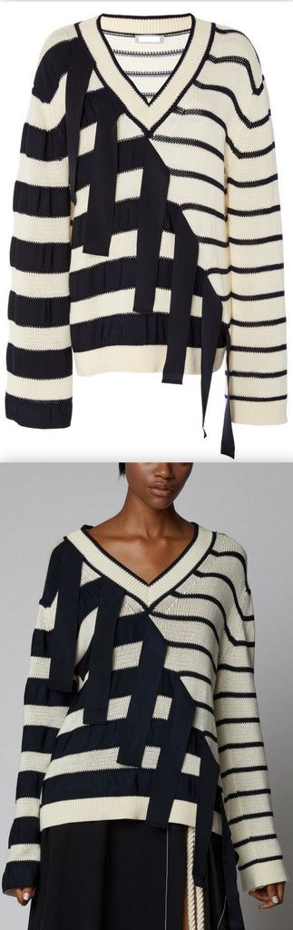 V-Neck Falling Stripes Pullover