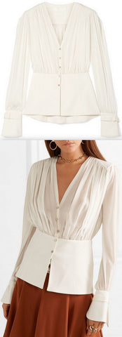 Paneled Silk-Chiffon and Cady Blouse