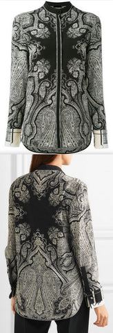 Paisley-Print Silk Crepe de Chine Blouse