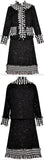 Fringed Tweed Houndstooth Paneled Jacket and Skirt Set