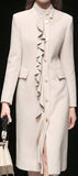 Ruffle-Trim Wool Coat