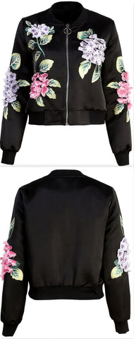 Floral Appliques Bomber Jacket