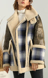 Tartan Shearling Paneled Padded Coat