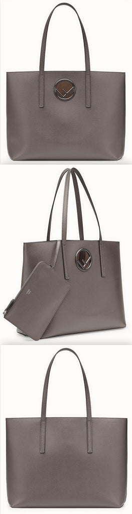 Leather Shopper Bag, Grey