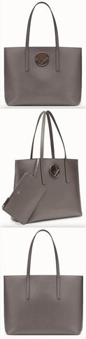 Leather Shopper Bag, Grey