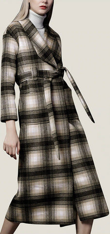 Plaid Wool-Bend Coat