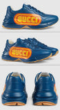 Rhyton Print Leather Sneakers, Blue