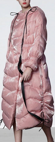 Pink Ruched Down Coat