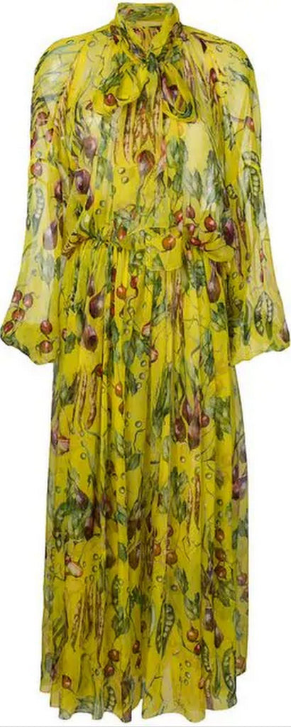 Vegetable Print Maxi Dress