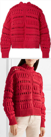 Cotton Blend Sweater, Red