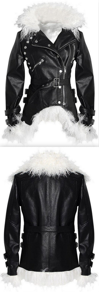 Shearling Lined Faux-Leather Bomber Jacket