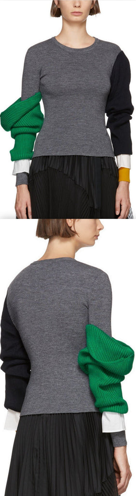Grey Lara Arm Layered Sweater