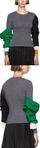 Grey Lara Arm Layered Sweater