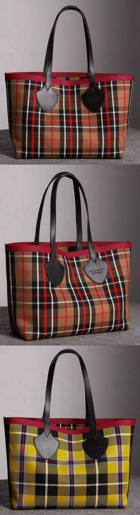 The Medium Giant Reversible Tote in Tartan Cotton