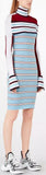 Striped Turtleneck Knit Dress with Band