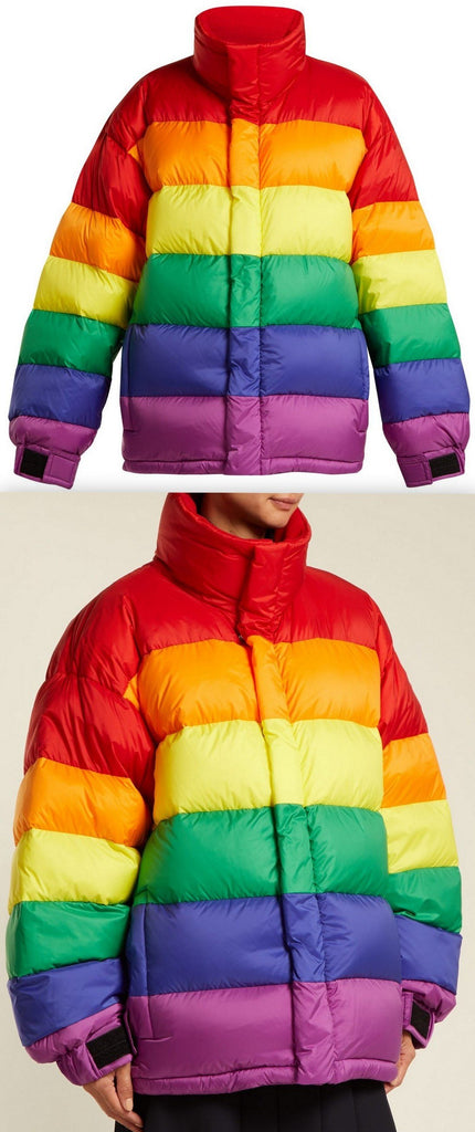 Rainbow Oversized Quilted Down Jacket
