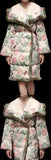 Floral-Print Fur-Trim Down Coat