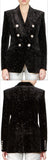 Double-Breasted Star-Glitter Velvet Blazer