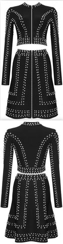 Studded Crop Top and Skirt Set