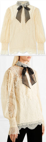 Pussy-Bow Lace Blouse
